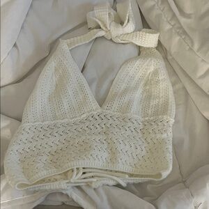 Elegant Cream Knit Halter Top